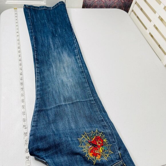 Vintage 90s‎ Y2K Paco Jeans Women's Floral Key Embroidered Size 13 Straight Leg - Picture 10 of 11